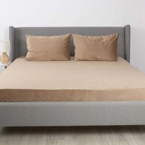 Простынь-чехол на резинке двуспальная ТЕП Velour 2-04824_34144 180х200 см капучино