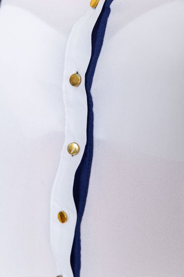Блуза класична  -уцінка, колір біло-синій, 230R111-U-21 | Зображення 4