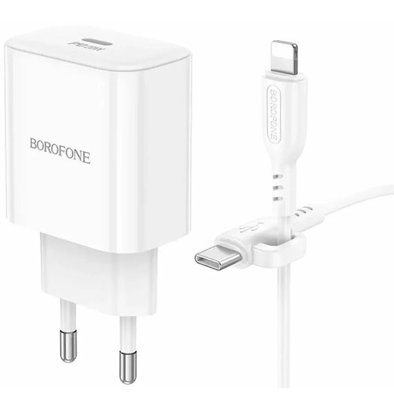МЗП Borofone BA81A PD20W (1USB-C) + кабель Type-C to Lightning White | Зображення 3