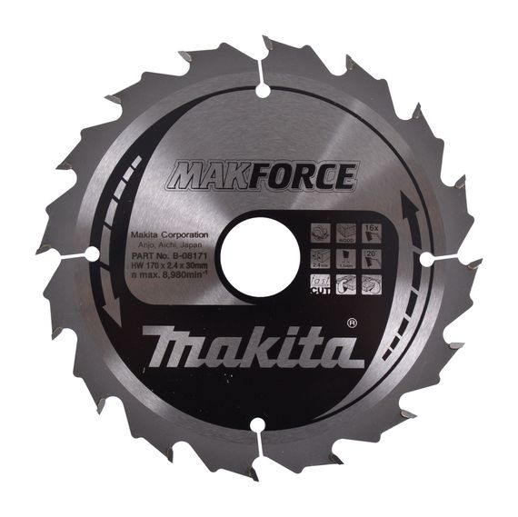 Диск пильный по дереву 170х30 мм 16T Makita Makforce B-08171