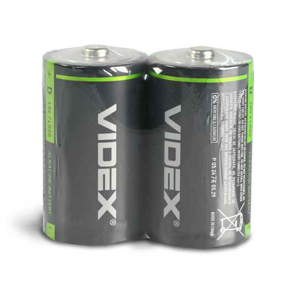 Батарейка лужна Videx LR20/D 2шт SHRINK | Зображення 1