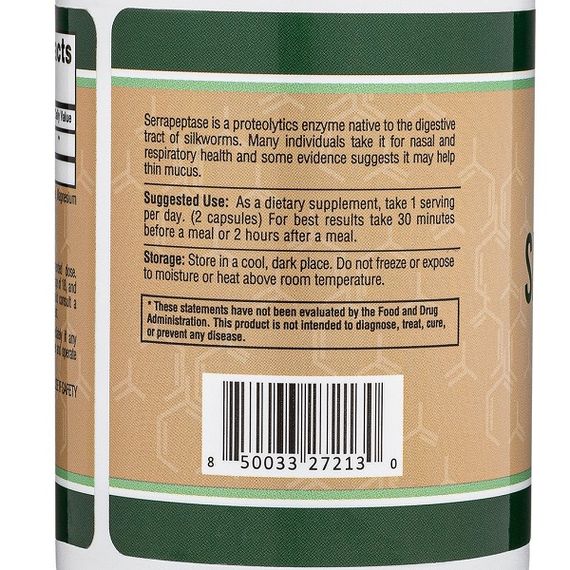 Серрапептаза Double Wood Serrapeptase Proteolytic Enzyme 240 000 SPU 120 Caps | Зображення 2