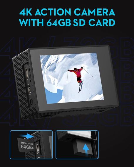 Спортивна Экшн-камера 4K с  SD-картою 64G | Зображення 2
