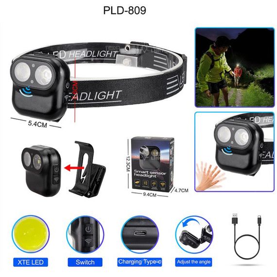 Фонарь налобный W809-2XTE Motion Sensor RV-86 | Зображення 2