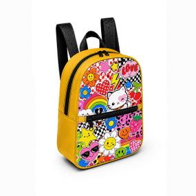 Детский мини-рюкзак желтый с принтом Kitty Pop для девочки 28×24×10 см мини-сумка детская (5201)