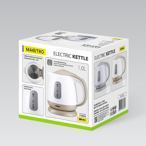 Електрочайник 1л 900-1100W пластик (диск) MR-012-GREY Maestro | Зображення 5