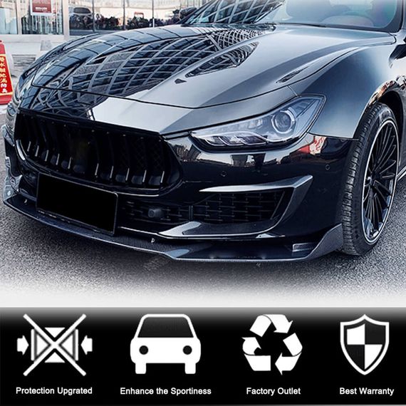 Накладки на передній бампер (для Base 2018-2020, Карбон) для Maserati Ghibli рр | Зображення 2