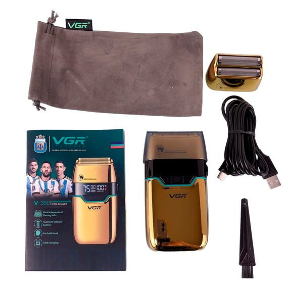 Электробритва VGR V-350 GOLD шейвер, двойное лезвие, 2 насадки, LED дисплей | Зображення 6