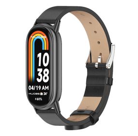 Кожаный ремешок Mijobs для фитнес браслета Xiaomi Mi Smart Band 8 - Black