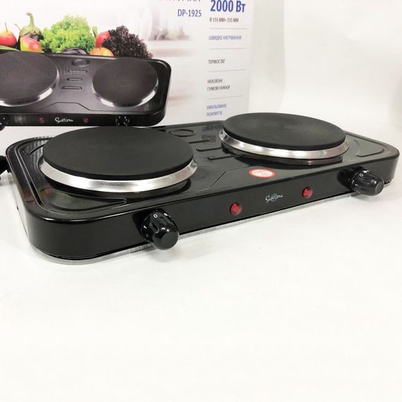 Портативна електрична електроплита Suntera, Плита електрична настільна дискова на дві конфорки RH-34 | Зображення 4