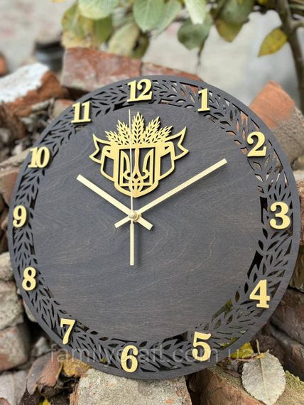 Настенные часы из дерева с гербом Украины Патриотические часы из фанеры | Зображення 7