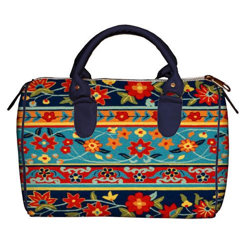 Сумка бочонок Barrel Разноцветные цветочные полосы 28x18x17 см (SB_15M075_TSI)