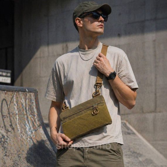 Тактична сумка через плече Cordura 1000D койот, 30×18 см, водонепроникна, з патч‑панеллю, 4 кишені | Зображення 5