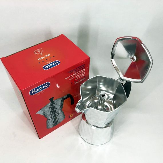 Гейзерная кофеварка Magio MG-1004 300 мл, гейзерная турка для кофе, гейзерная кофеварка из нержавейки | Зображення 1