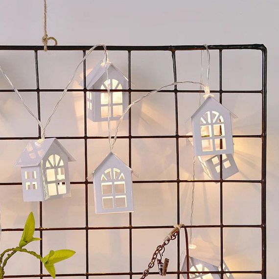 Гірлянда Будиночки 2 метрів 10 LED ламп Жовта на батарейках | Зображення 1