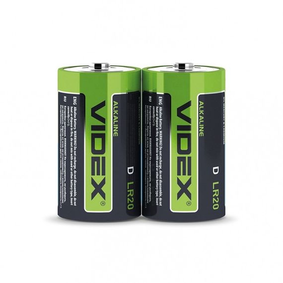 Батарейка лужна Videx LR20/D 2шт SHRINK (ціна  за 1 штуку)