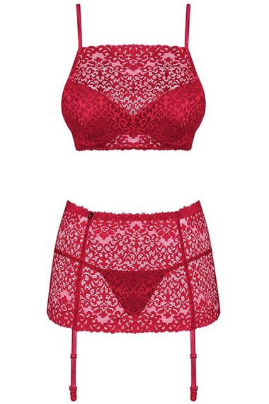 Комплект с широким поясом Obsessive Lividia set Красный S/M | Зображення 2