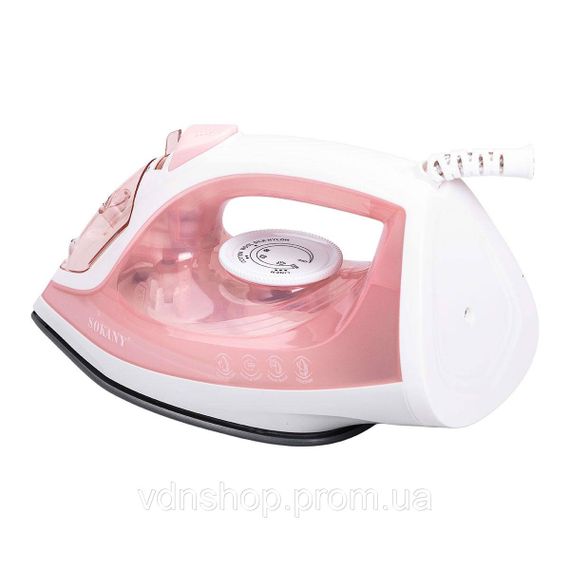 Утюг паровой ручной для одежды 1800 Вт с металлокерамической подошвой Розовый Sokany SK-11044 | Зображення 2
