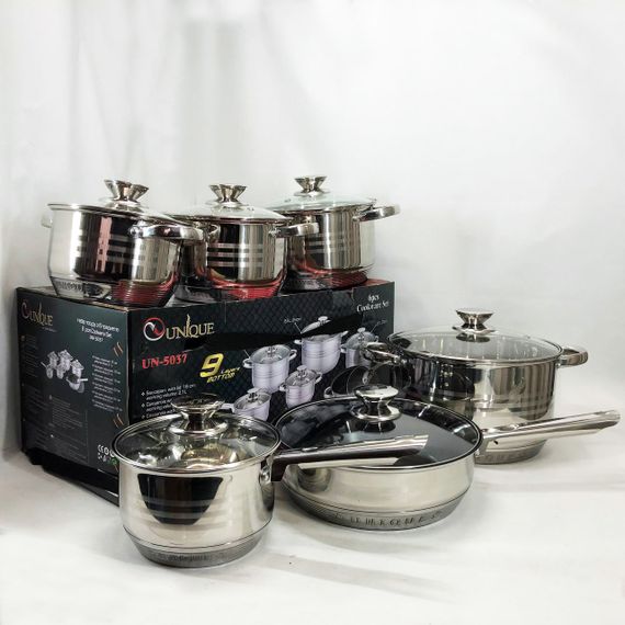 Набір посуду UNIQUE UN-5037 12 предметів (16; 16; 18; 20; 24; сковорода 24 см) | Зображення 9