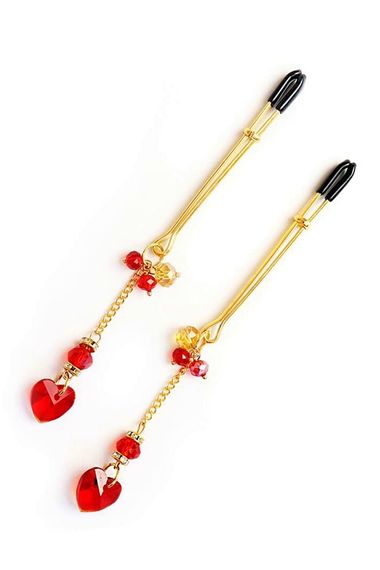 Затискачі для сосків Art of Sex Crystal Heart Червоний One Size