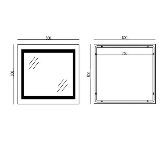 Дзеркало Mixxus WARM MR02-80x80 з LED Touch, Anti-fog, димером, регулюванням яскравості, годинником (MI6934) | Зображення 1