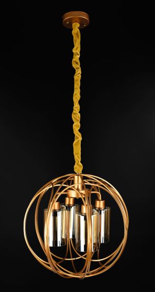 Люстра підвісна LOFT на 4 лампочки 25863 Жовтий 50-115х47х47 см.