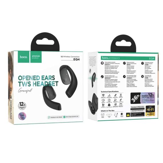 Бездротові навушники HOCO EQ4 Graceful true wireless BT headset Black | Зображення 3