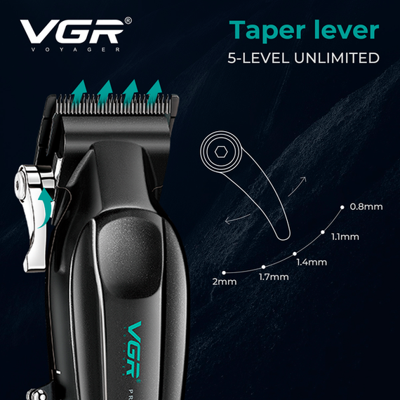 Акумуляторна машинка для стрижки VGR V-662 GREEN, 7000 RPM, 6 насадок, LED дисплей | Зображення 6