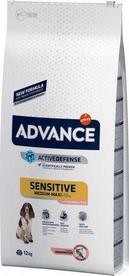 Корм Advance Dog Medium/Maxi Sensitive Salmon & Rice сухий для дорослих собак з чутливим травленням лосось і рис 12 кг