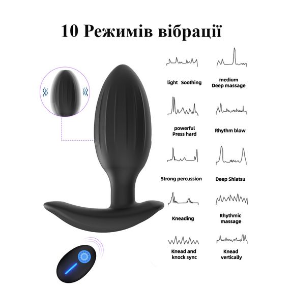 Фиолетовая анальная пробка с вибрацией и дистанционным управлением (USB) | Зображення 5