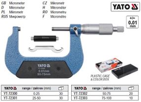 Микрометр мікрометр точність 0,01 мм діапазон 75-100 мм YATO YT-72303