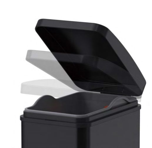 Відро для сміття Koer TC-010108-05 з плавним закриттям, прямокутне, 8 л, чорний (KR5593) | Зображення 1