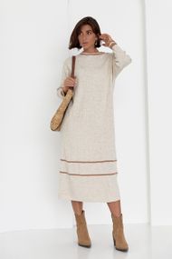 Вязаное платье oversize в рубчик бежевый цвет S