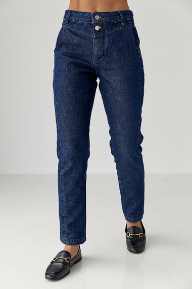 Джинси Mom fit  із застібкою на ґудзиках - синій цвет, 34р (є розміри)