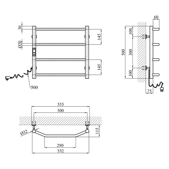 Сушарка для рушників електрична Kroner KRP Diva EL500x500-4 (CV036318) | Зображення 5