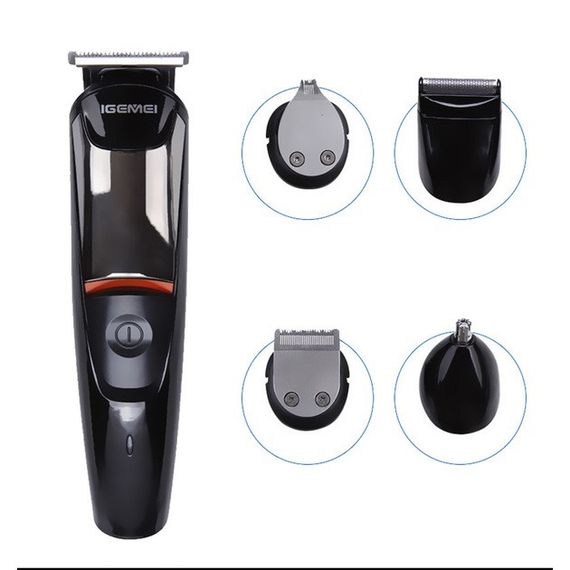 Машинка для стрижки 5в1 Geemy GM-853 стайлер, бритва, триммер на акумуляторі нержавіюча сталь 6 насадок | Зображення 1