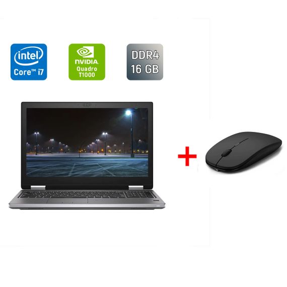 Мобильная рабочая станция Dell Precision 7540 / 15.6" (3840x2160) IPS / Intel Core i7-9850H (6 (12) ядер по 2.6 - 4.6 GHz) / 16 GB DDR4 / 512 GB SSD / nVidia Quadro T1000, 4 GB GDDR5, 128-bit / WebCam / TouchID б/у + Подарок Беспроводная мышь / USB