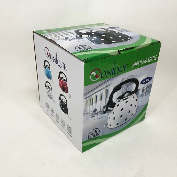 Чайник із свистком для газової плити Unique UN-5301 2,5л горошок. FG-892 Колір: червоний | Зображення 6