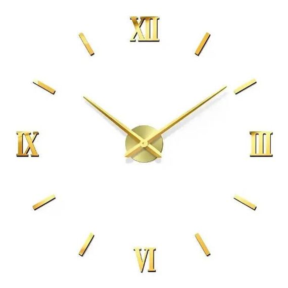 Настінні годинники на клейкій основі Римські цифри 3D DIY Clock 55см Золото