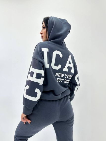 Женский модный спортивный костюм на флисе GF08566 цвет графит, размер 50/52 | Зображення 2