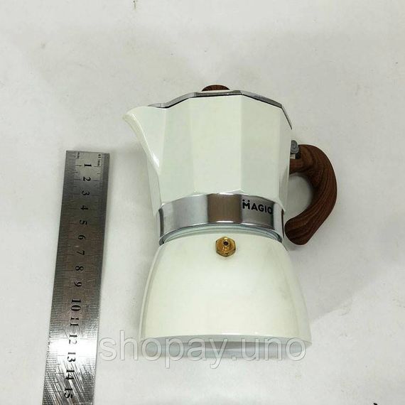 Стильная гейзерная кофеварка из нержавейки Magio MG-1007 150 мл, Кофейник гейзерный ME-68 | Зображення 8
