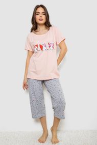 Пижама женская с принтом  -уценка, цвет персиковый, 243R1602-008-U-12