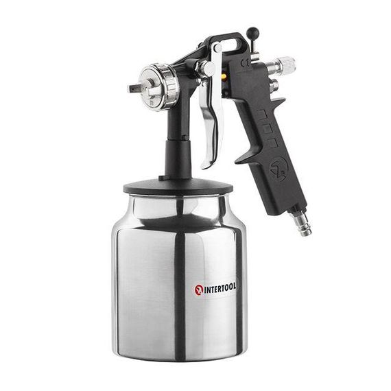 Фарбопульт пневматичний HP, форсунка 1.5 мм, нижній металевий бачок 1000 мл.,5бар INTERTOOL PT-02111