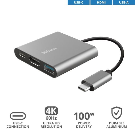 USB-хаб Trust Dalyx 3-in-1 Multiport USB-C Adapter ALUMINIUM (23772_TRUST) | Зображення 6