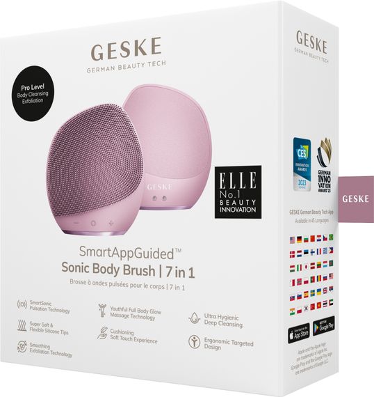 Ультразвукова щітка для тіла та інтенсивний пілінг GESKE Sonic Body Brush&Intensive Exfoliator 7в1 starlight, Рожевий | Зображення 7