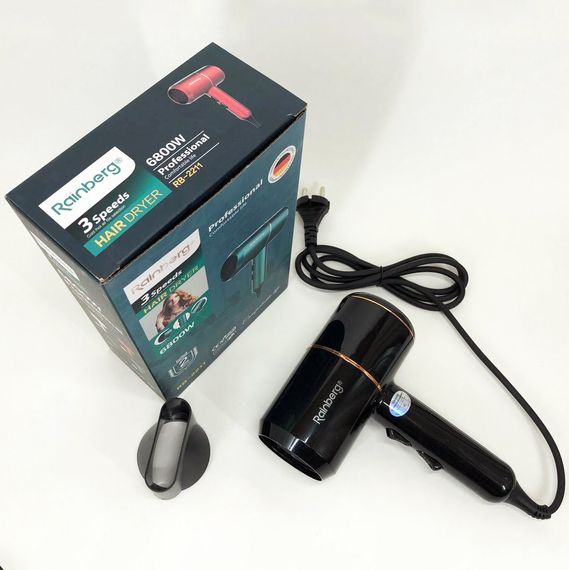 Фен для укладки и сушки волос Rainberg RB-2211 + насадка-концентратор. IM-419 Цвет: черный | Зображення 4