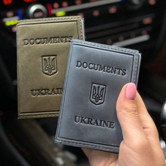 Обкладинка на id паспорт на права для автодокументів шкіряна чорна коричнева бузкова | Зображення 1