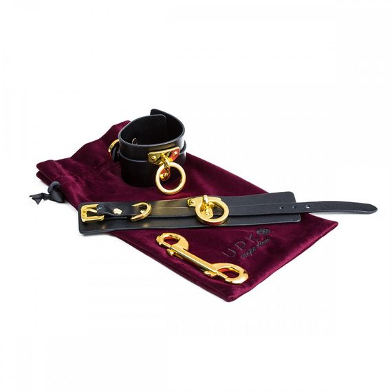 Наручники UPKO Handcuffs італійська шкіра, чорні, розмір L | Зображення 1