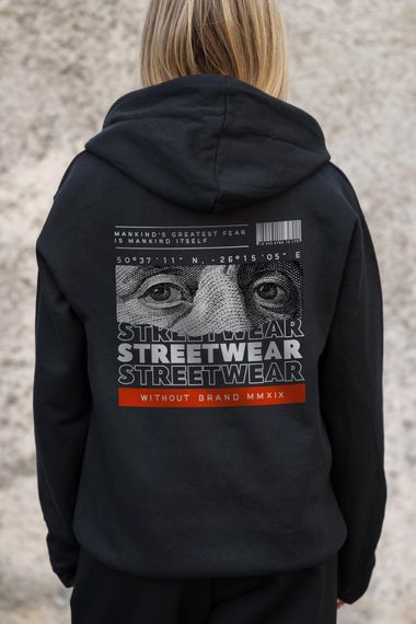 Утеплене зіп худі на флісі зіпер з принтом Streetwear Without Kane Black | Зображення 5