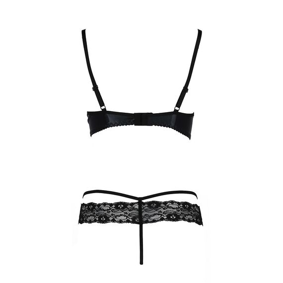 Комплект білизни Passion Exclusive NORTH SET L/XL, black, ліф і трусики з елементами під латекс | Зображення 5